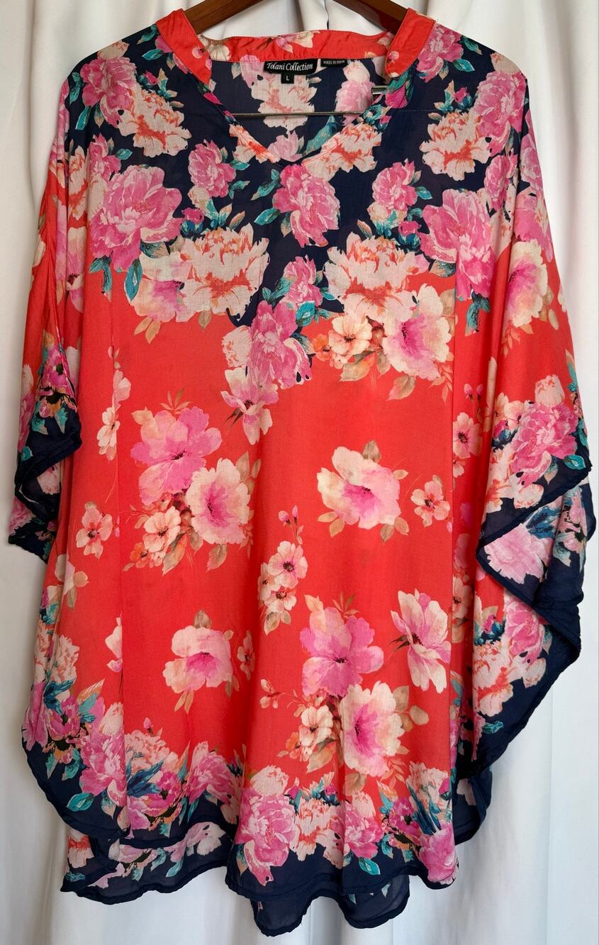 Tolani Collection Floral Kimono Kaftan Tunic Women's Large 100% Modal Boho